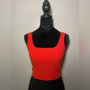 House of Harlow 1960 Red Ribbed Crop Top